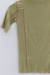 BASERANGE Ruffled Ribbed Cotton T-Shirt BAS-TTO3-RB-AU23-HUILV Gray Green TTO3-RB-000